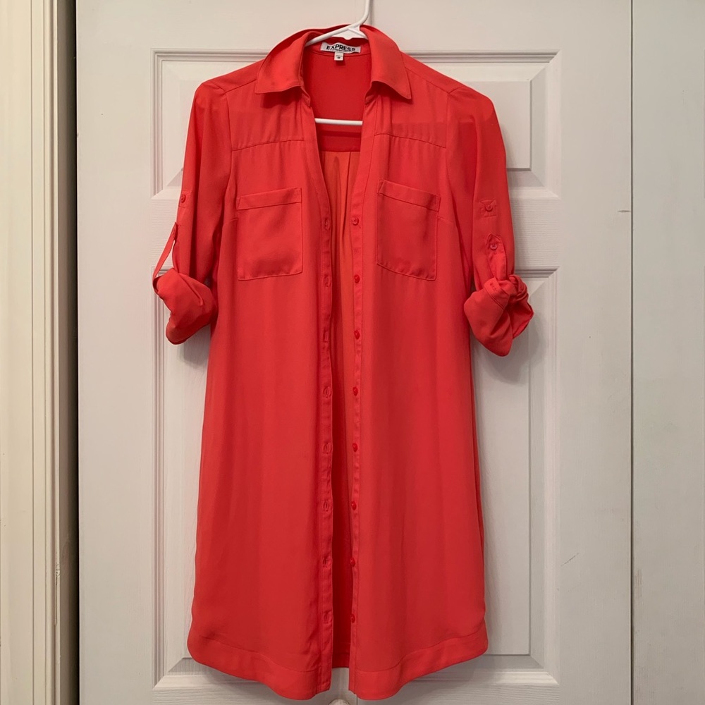 Peach and pinky color Express shirt dress
